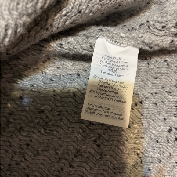 J Crew Mercantile Heather Gray Lambswool knit  mid- length sweater coat sz med - Picture 6 of 6